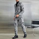 Multifärgade Kostymer Shein Men's Business Printed Leather Suit Set