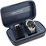 Nautica Klocketuin Nautica mäns Pacific Beach rostfritt armband och svart silikon remklocka modell: NAPPBF205 silver/svart, Silver/Svart
