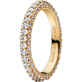 Pandora Guld Ringar Pandora Timeless Pavé Singlerow Rings - Gold/Transparent