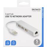 USB-A Nätverkskort Deltaco USB2-LAN3