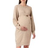Kort Graviditet & Amning Mamalicious Knitted Maternity Dress Brown/Natural Melange (20017356)
