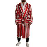Dolce & Gabbana Herr Underkläder Dolce & Gabbana Red White Striped Silk Mens Night Gown Robe IT46