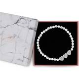 Smycken Lipsy Silver Plated Crystal Heart Charm Stretch Bracelet Gift Boxed