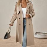 Shein Raglan Sleeve Double Breasted Belted Trench Coat