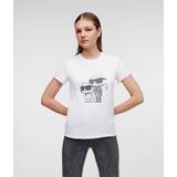 Karl Lagerfeld Dam Överdelar Karl Lagerfeld Ikonik Rhinestone & Choupette T-Shirt, White