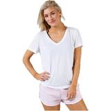 Calvin Klein Dam - Elastan/Lycra/Spandex T-shirts Calvin Klein S/S V Neck White