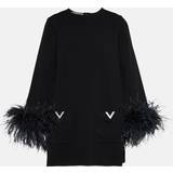 Valentino Överdelar Valentino Feather-trimmed blouse black