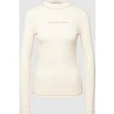 Calvin Klein Dam - Elastan/Lycra/Spandex T-shirts Calvin Klein Long Sleeve Ribbed T-shirt White