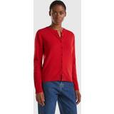United Colors of Benetton Dam Koftor United Colors of Benetton Red Crew Neck Cardigan In Pure Merino Wool, XS, Red, Women