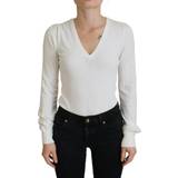 Patrizia Pepe Dam Överdelar Patrizia Pepe Ivory V-Neck Long Sleeves Women Blouse Top IT1