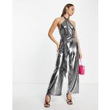 Silver Jumpsuits & Overaller French Connection Ronja Liquid Metallic Backless Jumpsuit