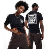 Obey Herr - Svarta Kläder Obey – Icon – Svart t-shirt unisex-modell med ögonloggor-Svart/a