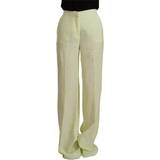 MSGM Byxor & Shorts MSGM Yellow Green Cotton High Waist Straight Long Pants IT42