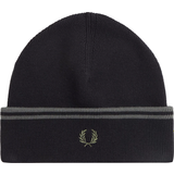 Fred Perry Herr Huvudbonader Fred Perry Twin Tipped Ribbed Beanie Hat Black