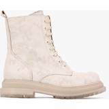 DANIEL Rammie White Leather Camo Ankle Boots 37, Colour: White