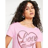 Love Moschino Kläder Love Moschino – Rosa t-shirt med glittrig logga med pärldekor-Pink IT