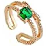 High-end smaragd diamantring dammode personlighet design enkel ring guld fingerringar, en, En