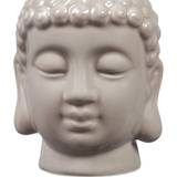 Relaxdays Buddha Värmeljushållare, keramik, Buddha-huvud Ljusstake
