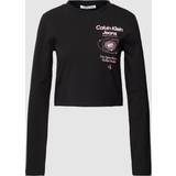 Calvin Klein Dam - Ekologiskt material - Långa kjolar T-shirts Calvin Klein Cropped Long Sleeve Logo T-shirt BLACK