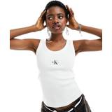 Rutiga T-shirts & Linnen Calvin Klein Jeans Ribbed Cotton Badge Tank Top White