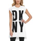 DKNY Dam T-shirts DKNY High-Low Logo Tunic White/black White/black