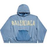 Balenciaga Överdelar Balenciaga Tape Type cotton fleece hoodie blue