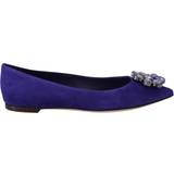 Lila Lågskor Dolce & Gabbana Purple Suede Crystals Loafers Flats Shoes EU36.5/US6