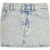 Acne Studios Kjolar Acne Studios Womens Blue Beige Macaria Branded-print Denim Mini Skirt