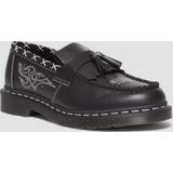 5 - Herr Loafers Dr. Martens Men's Adrian Contrast Stitch Leather Tassel Loafers in Black/White