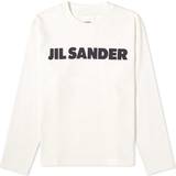 Jil Sander Dam Överdelar Jil Sander Womens Porcelain Logo-print Long-sleeved Cotton-jersey T-shirt
