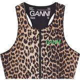 Ganni Dam BH:ar Ganni Black & Beige Active Racerback Zipper Top Leopard 943