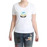 Moschino Kläder Moschino White Printed Cotton Short Sleeves Tops T-shirt IT42