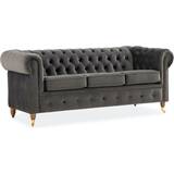 Manor House Möbler Manor House Chesterfield Deluxe Grey/Dark Brown Soffa 203cm 3-sits