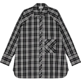 Oversize - Rutiga Överdelar Ganni Checkered Cotton Oversized Raglan Shirt - Black