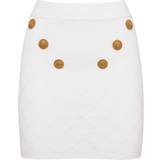 Balmain Kjolar Balmain Embellished ribbed-knit miniskirt white