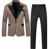 Gröna Kostymer Shein Men's Color Block Patchwork Fake Pocket Suit Set