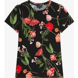 Ted Baker Dam T-shirts & Linnen Ted Baker Womens Black Treyya Floral-print Short-sleeve Stretch-woven T-shirt