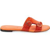 Santoni Tofflor & Sandaler Santoni Leather double-buckle sandals orange