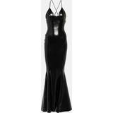 Långa klänningar - Skinn Norma Kamali Open-back faux patent leather dress black