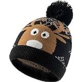 Kid's Jacquard Christmas Knitted Hat - Fawn