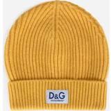 Dolce & Gabbana Herr Huvudbonader Dolce & Gabbana Knit cashmere hat with D&G patch wheat_yellow one