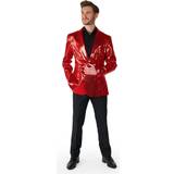 Herr - Röda Kavajer OppoSuits SUITMEISTER Men's Party Blazer Sequins Disco Glitter Slim Fit Red