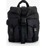 Väskor Ganni Womens Black Bucked Flap-pocket Recycled-polyester Backpack