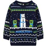 Minecraft Sweatshirts Minecraft Childrens/Kids Snowy Knitted Christmas Jumper 11-12 Years Navy/Green/White