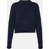 Prada Herr Överdelar Prada Logo cotton cable-knit sweater blue