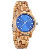 Armbandsur Kvinnor Wooden Watch Par Wristwatch Man Kvinna Clock Customization, Blå kvinnor, armband