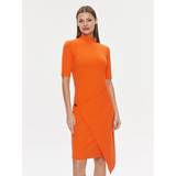 Calvin Klein Midiklänningar Calvin Klein Stretch Jersey Asymmetric Dress Orange