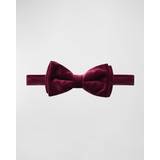 Polyester Slipsar Eton Mens Red Pre-tied Velvet bow tie