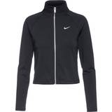 Nike Dam Ytterkläder Nike – Svart ribbad jacka med dragkedja och liten Swoosh-logga-Svart/a