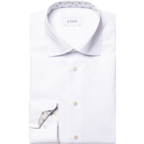 Eton Flanellskjortor - Herr Eton Vit Signature Twill-skjorta med blommönstrade detaljer